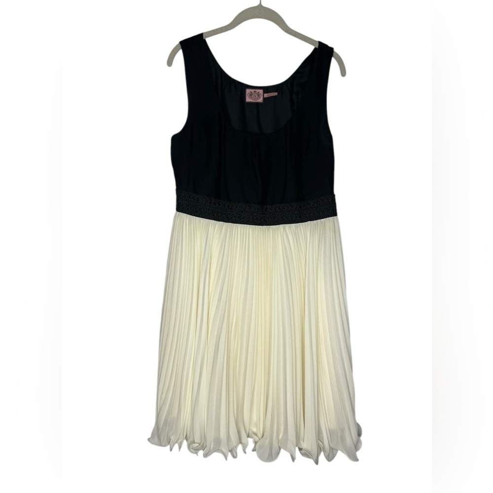 Juicy Couture silk cream and black flounce dress